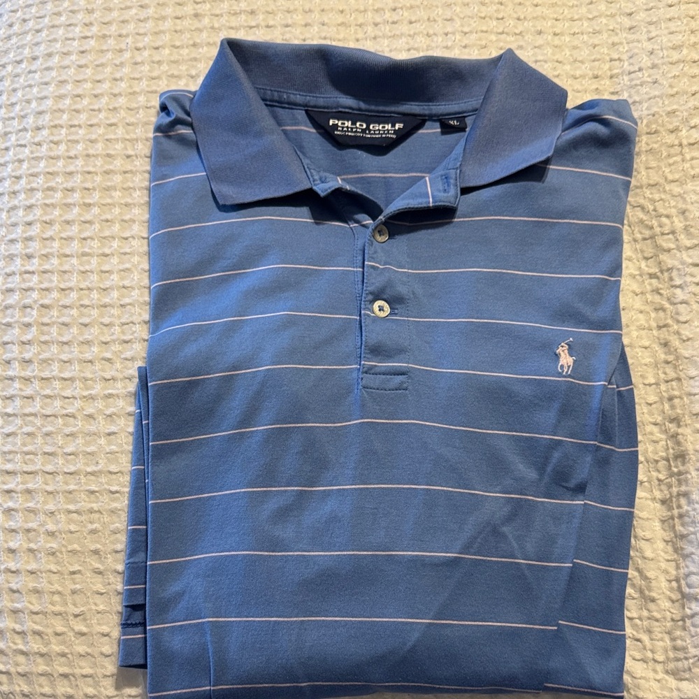 Men's Blue & Light Pink Striped Short Sleeve Shirt